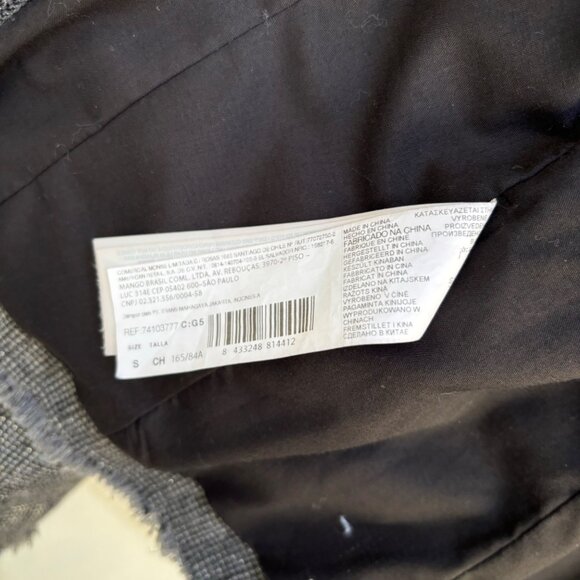 MNG Casual Womens Tweed Zipper Jacket - XS / S - Gray With Frayed Edges & Pocket - Picture 6 of 13